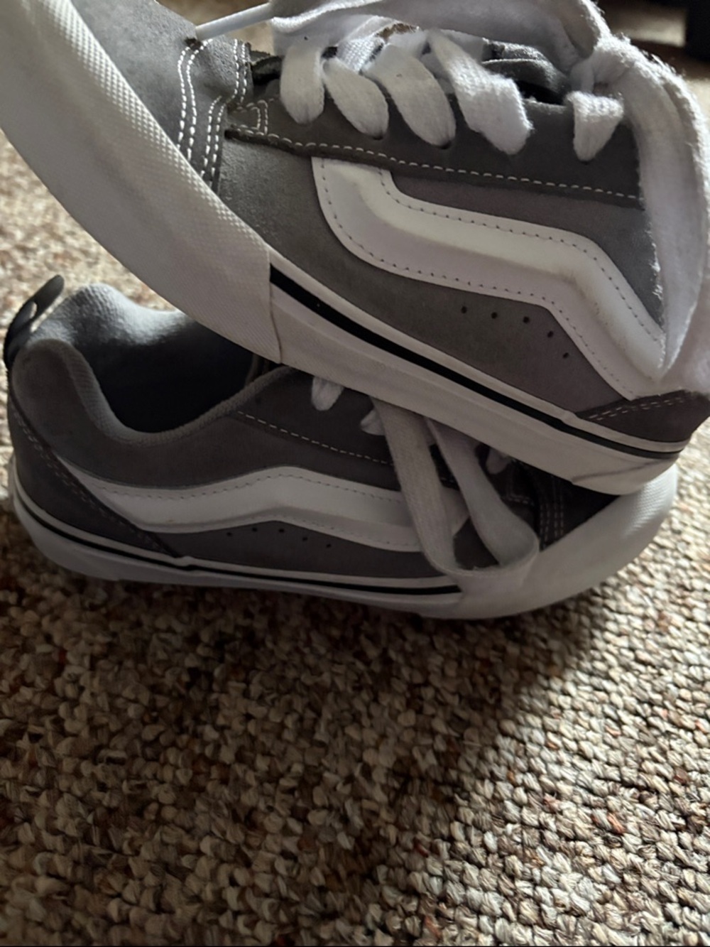 Vans Kids Gray and White Low-Top Sneakers